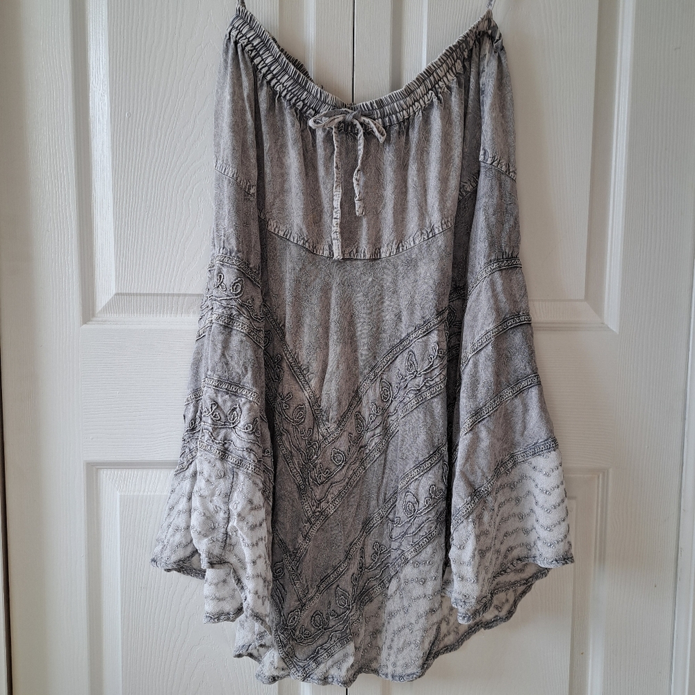 Women's Advance Apparel 90s Vintage Boho Gray Midi Skirt Size OS